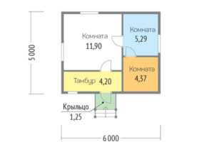 Каркасный дом 5х6 одноэтажный - планировка